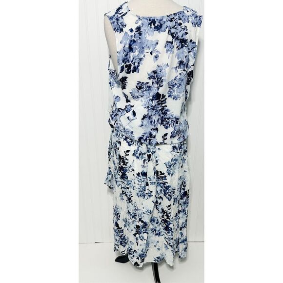 JustFab Women's‎ Floral Faux Wrap Top & Asymmetrical Ruffle Skirt Set Blue XL - Picture 2 of 16